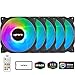 upHere RGB LED Ventola da 120mm Flusso d'Aria Elevato e Ventola Silenziosa 5 Pack/C8123-5
