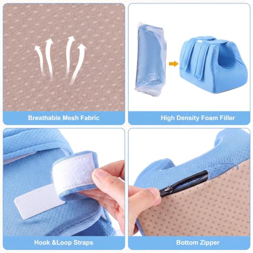Image of Novabright 2 Pcs 3D Heel Protectors Foot Wedge Pillows Support Boot Bed Sore Pillow for Pressure Sores Bedridden Patients Relief Pressure Ankle Ulcers (Wathet)