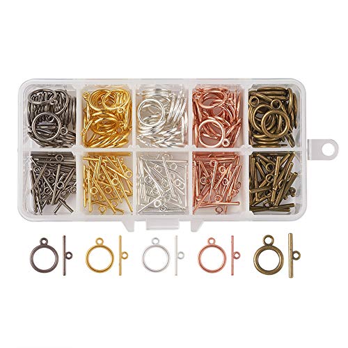 Beadthoven 40 Set 8 Style Tibetan Style Antique Silver Toggle