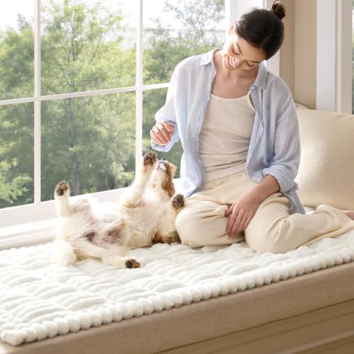 Bedsure Comfyfleece® Sofa Cover, Couch Covers for Dogs, 27.6 x 59 White - image 9