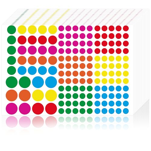 Secmity 3140 Pcs Dot Stickers, 3 Size Colored Mini Round Stickers Coding Label Circle Sticker for Office, Classroom Decor, Papers Etc