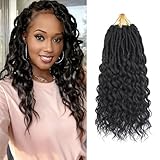 Short Deep Faux Locs Crochet Hair for Black Women-8 Packs 12 Inch Pre Looped Goddess Locs Crochet Hair With Curly Ends Prelooped Synthetic Crochet Braids,Lightweight& Natural Look(12',1B#)
