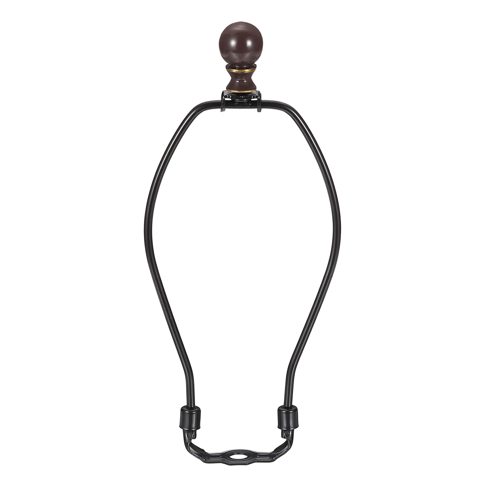 PATIKIL 1 Set 8.5" Lamp Shade Harp Holder, Heavy Duty Detachable Lampshade Brackets with 1.46" Height Solid Metal Finial Shade Holder for Table and Floor Lamps, Black/Brown
