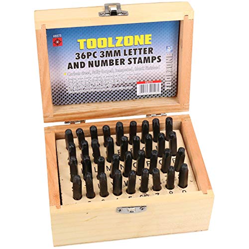 AB Tools 3mm 36pc Letter & Number Stamp Set Metal Punch Stamps TE132