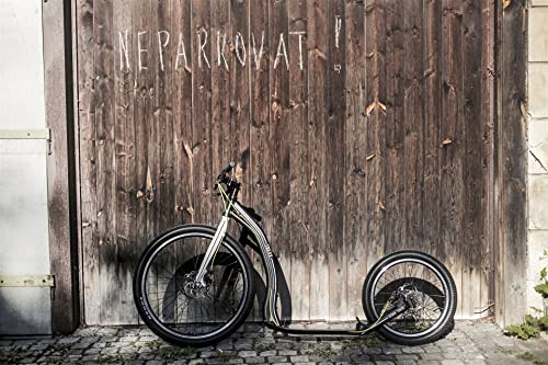 Yedoo Trexx Disc Tretroller - bis 150 kg, mit Luftreifen 26/20 - Offroad Scooter für Erwachsene, Dogscooter aus Aluminiumlegierung mit Scheibenbremsen und verstellbarem Lenker, Gewicht 9,1 kg (grün)