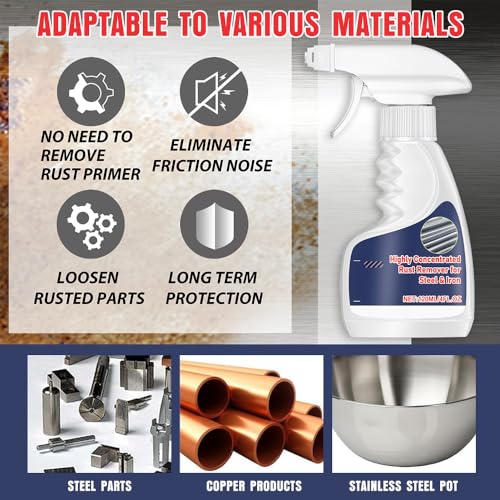 HASAIKA® Rostentferner Metall, Rostlöser Spray, Mehrzweck-Entrostungsreiniger für den Einsatz in Bädern, Küchen, Edelstahl, Aluminium und Anderen Metalloberflächen. (120 ml)