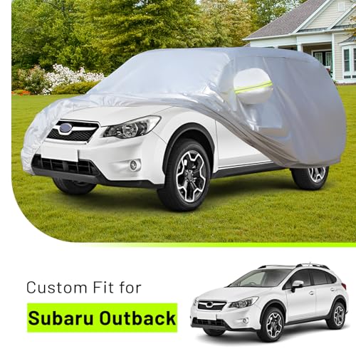Image of Favoto Car Cover Waterproof Custom Fit for Outback Windproof Heavy Duty Car Cover for Automobiles Outdoor with Reflective Strips All Weather Snow Sun Dust UV Protection