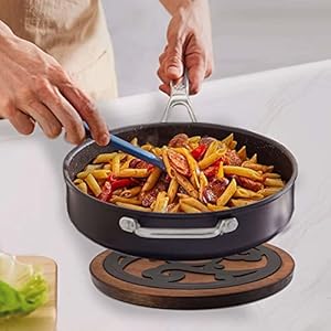 Cast-Iron-with-Wood-Trivets-Set-of-2-Wooden-Trivets-for-Hot-Dishes-8-inch-Round-Kitchen-Hot-Pads-for-Table-and-Kitchen-Counter-Heat-Resistant-Rustproof-Non-Slip-Durable-Hand-Crafted-Black - Urban Country Home Decor Cast-Iron-with-Wood-Trivets-Set-of-2-Wooden-Trivets-for-Hot-Dishes-8-inch-Round-Kitchen-Hot-Pads-for-Table-and-Kitchen-Counter-Heat-Resistant-Rustproof-Non-Slip-Durable-Hand-Crafted-Black