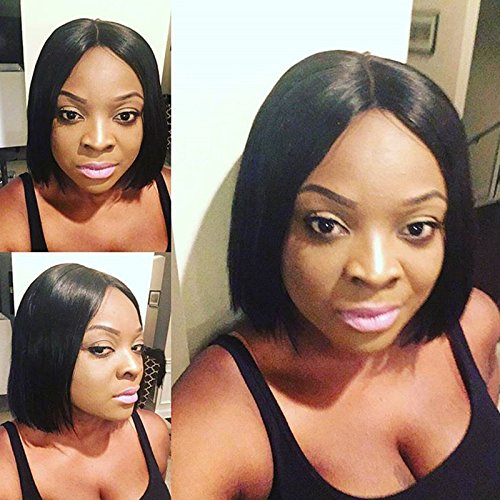 New 136 Long Lace Free Part Lace Front Wig Short Bob Human Hair Wigs Maylaysian Virgin Soft Human Hair Lace Wig Natural Color 8inch In Stock (8inch New Lace Front Wig)