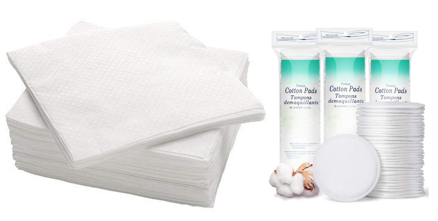100 Sheets of Facial Tissue Ultra Soft Non-Woven Face Cleansing Wipes, Beauty Towel, Dry Wipes, Durable Face Makeup Remover, Multipurpose Napkins 8 * 8 Inches with 50Pcs Cotton…