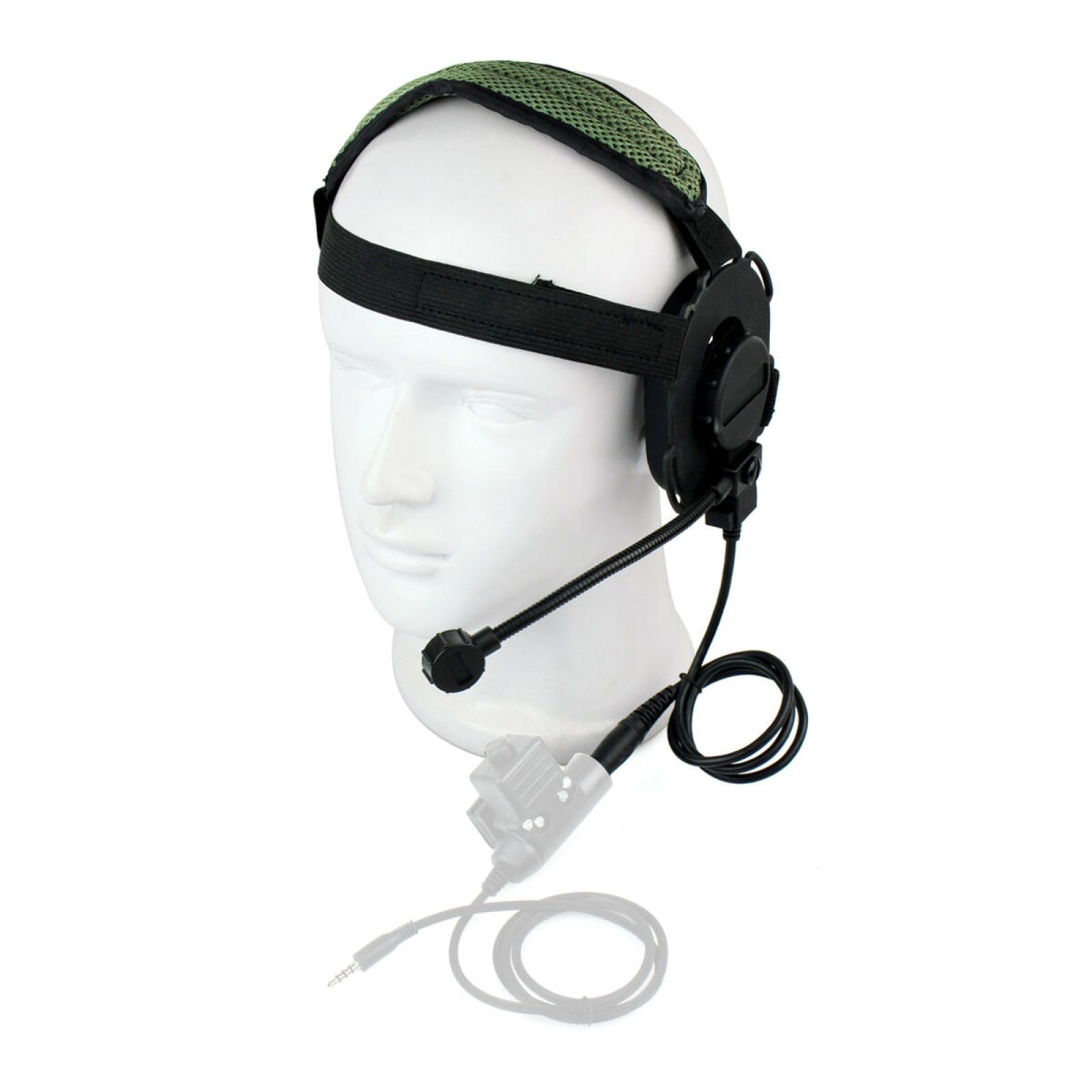 Auriculares tácticos Bowman Elite II de color verde duradero con correas de nailon elásticas ajustables