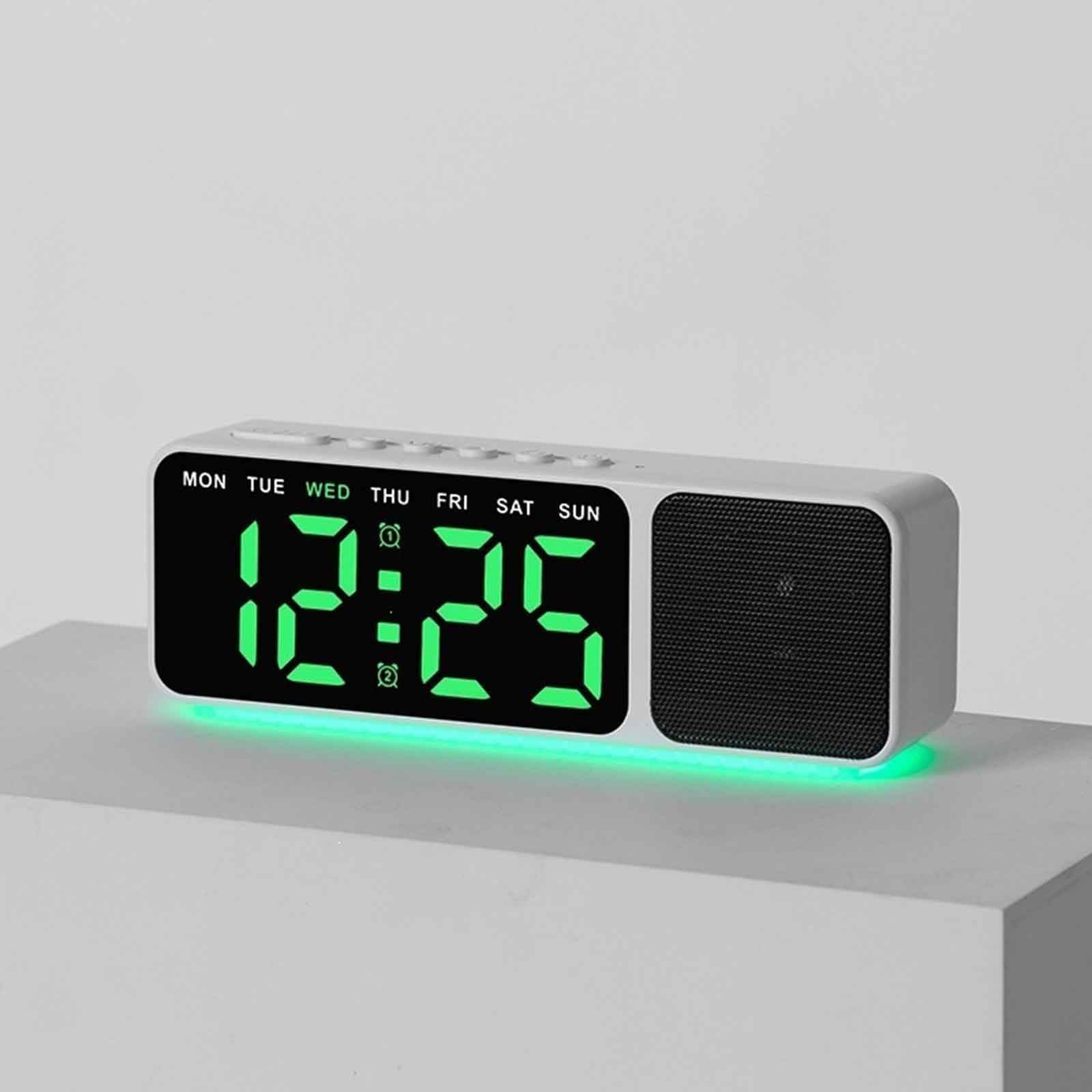 MYBSXKEOZ Multi-Color Bluetooth Alarm Clock With Lights, Alarm Clock With Bluetooth Speaker, RGB Night Lights Bluetooth Speaker, Dimmable Multi-Color Changing Bedside Lamp For Girls,Adults.(E)