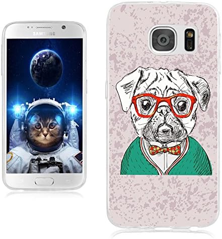ChiChiC S7 Case,Galaxy S7 Case,360 Full Protective Anti Scratch Slim Flexible Soft TPU Gel Rubber Clear Cases Cover with Design for Samsung Galaxy S7,Fashion Cute Cartoon Animal Dog Red Glasses Pet