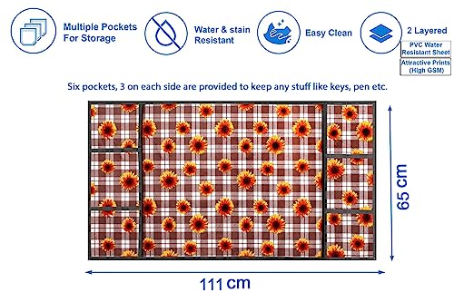 Image of Stylista Refridgerator top Cover Suitable for Samsung RR20C1723U8 /HL, 183 Liter Fridge, Dimension (WXD) 65x111 CM, Gingham Floral Pattern Coffee