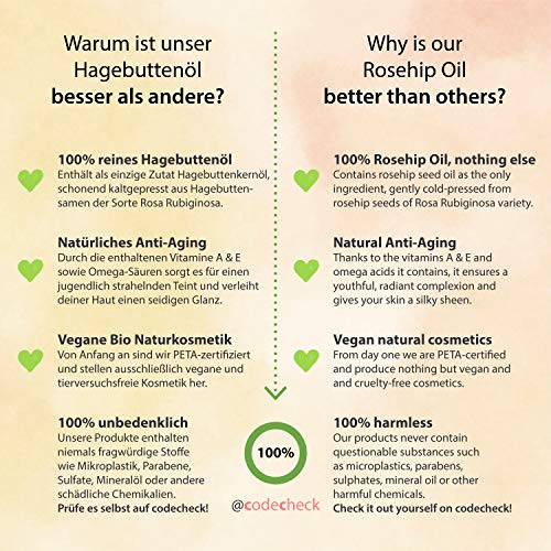 Rozenbottelolie Puur 120ml - 100% biologisch, koudgeperst, veganistisch - Rosehip Oil Antiaging en antirimpel serum voor… - Image 6