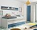 Miroytengo Pack Dormitorio Juvenil Infantil Color Azul y Blanco (Cama Nido + Armario + estantería) SOMIERES INCLUIDOS