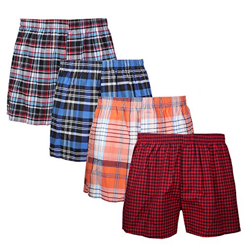 Falari 4-Pack Men's Boxer Underwear 100% Cotton Premium Quality (M 32-34, Group 9)