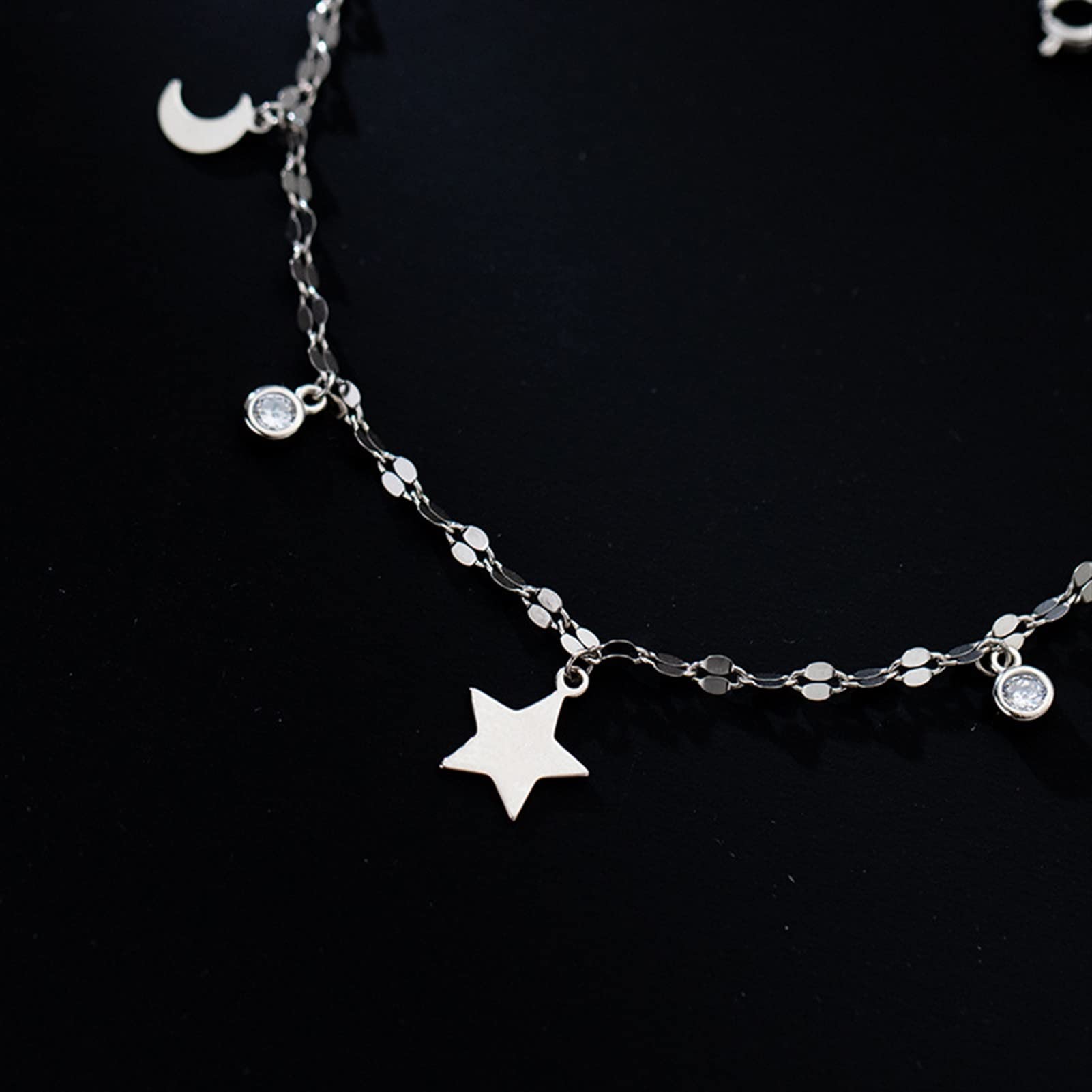 Fußkettchen Fußkettchen Damen, Fußkettchen Glänzende Scheibenkette Fußkettchen Zierliche Zirkon-Fußketten Schmuck für Frauen für den Alltag Frauen Fußkettchen