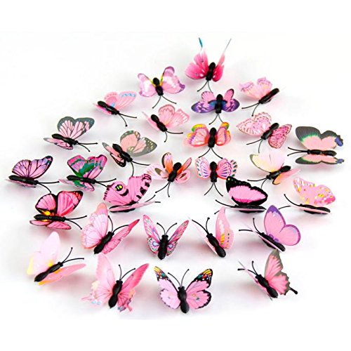 12pcs 3D Butterfly Stickers Wall Decor Wall Sticker Room Decor Decal Applique Wall Stickers Wall Art Wall Decor for Bed Room Wall Decals