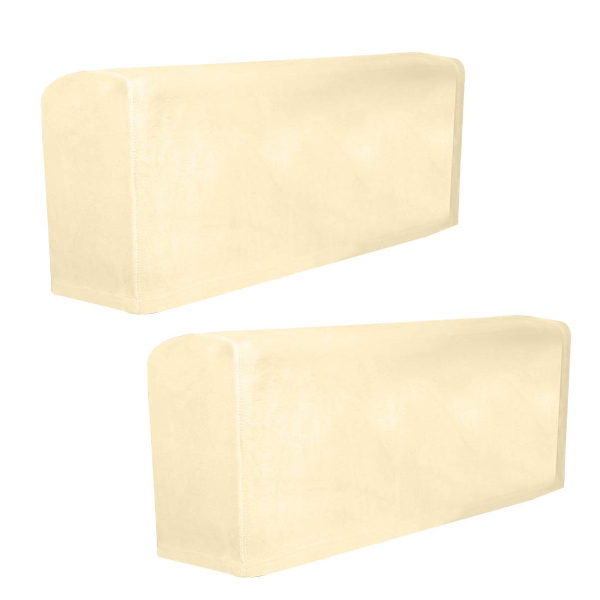 HANHAN Soft Velvet Armrest Covers Elastic Sofa Slipcover Protector Armchair Armrest Cover Sleeve for Recliner Sofa Furniture, Set of 2-Beige