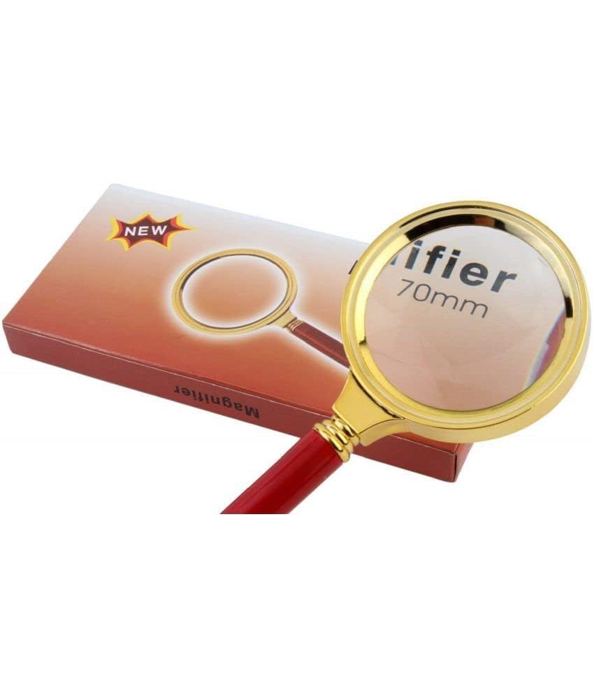 Image of KP2 Magnifying Glass for Reading Lens Detachable Handle Glass Magnifier Hand for Jewelry Loupe Book and Newspaper (70 MM Gold)