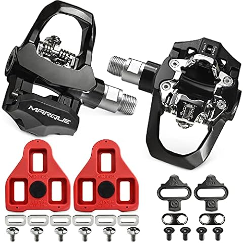 MARQUE Duo Indoor Bike Pedals – Indoor Cycling Clipless Pedals Compatible with Peloton Look Delta and SPD Cleats, Heavy Duty Durable 9/16” Thread for Stationary Exercise Fitness Bike Cover