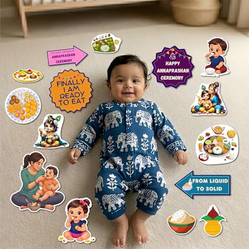 Image of 20+ Pcs Theme Photo Booth Cards /Props for Kids, New Born, 20+ Pcs Props for Photoshoot Celebrations Decorations Cardstock (Annaprashan)