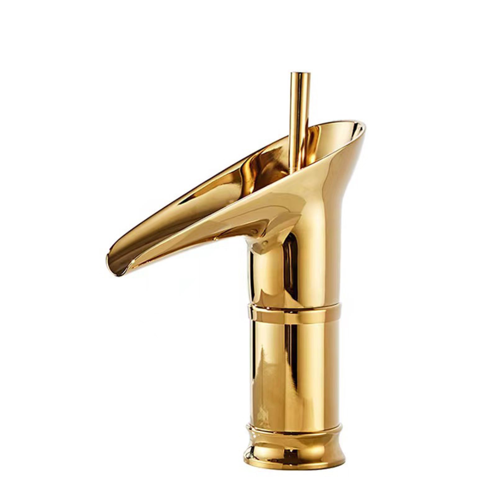 Bathroom, Bronze, Wine Glass, Waterfall, Hot and Cold Water, Washbasin, Faucet, Gold