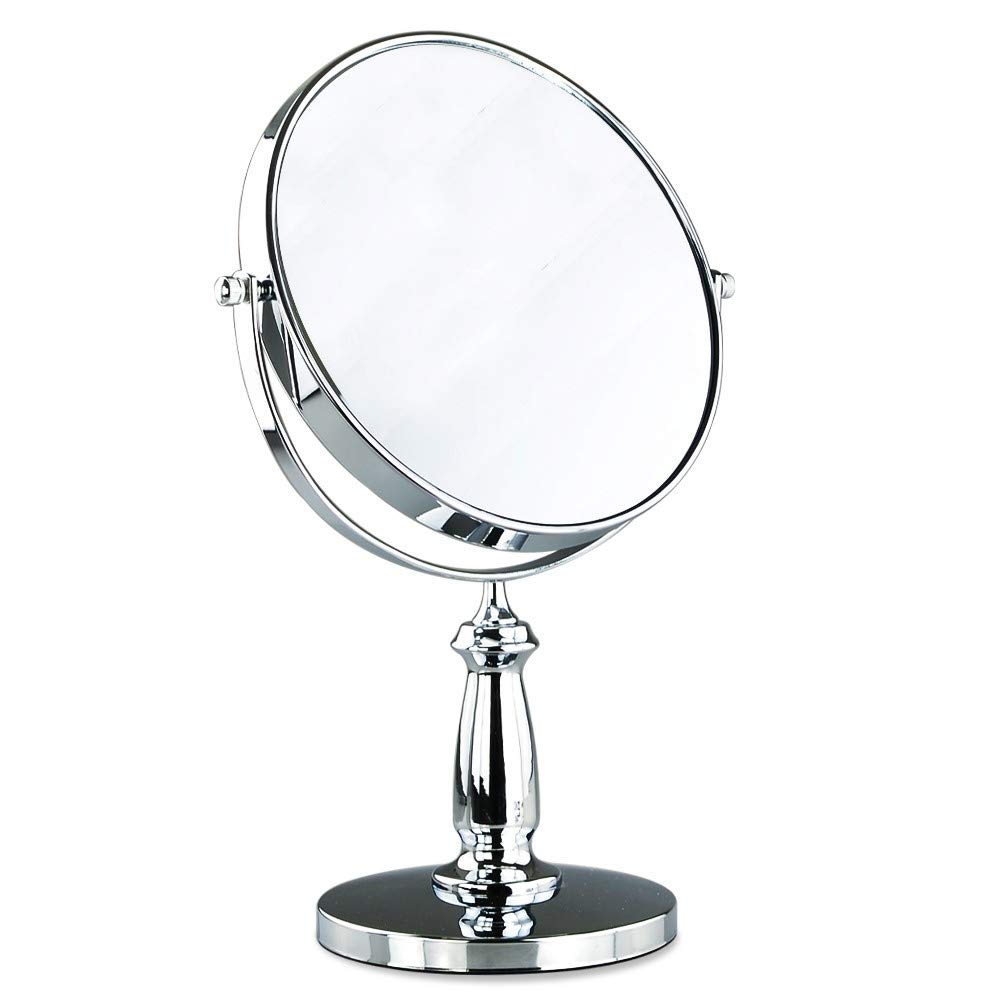 Espejo de maquillaje redondo HD con aumento 3X y rotación de doble cara, perfecto para dormitorio, baño y ducha en casa