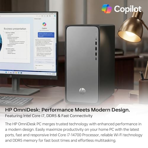 Image of HP OmniDesk MO2 Envy Next Brand Tower Desktop, i7-14700 (> Ultra 7 155H), Copilot AI PC, 64GB DDR5 RAM, 8TB SSD, W11H, Wi-Fi 6, Wired KB & M, 2-Monitor Support, Bundle with ADATA 64GB USB Flash Drive