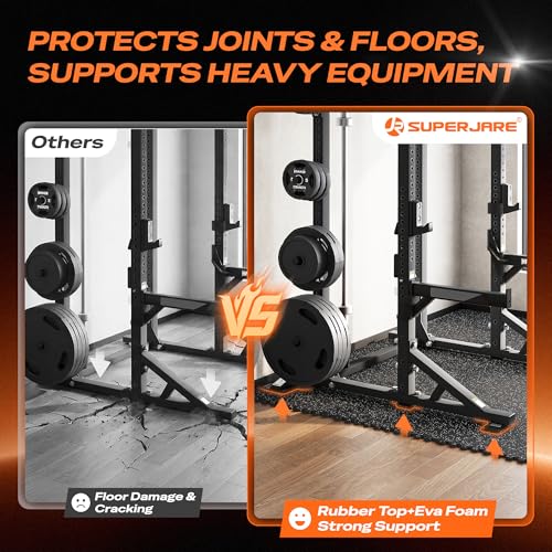 Image of SUPERJARE 0.56'' Thick 96 Sq Ft Rubber Top Gym Flooring for Home Gym