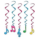 Beistle 57623-N 5-Pack Neon Musical Note Whirls, 3-Feet