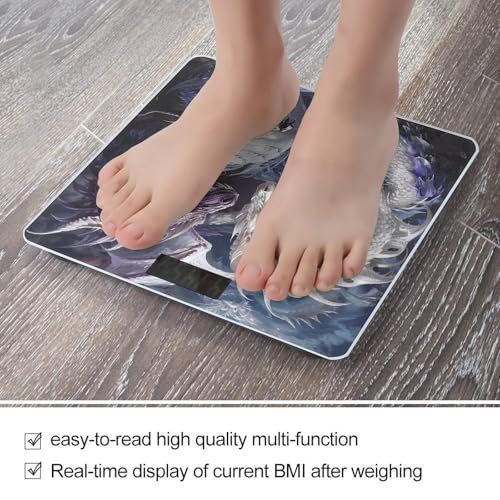 Báscula digital de baño con dragones púrpura y blanco miniatura 5