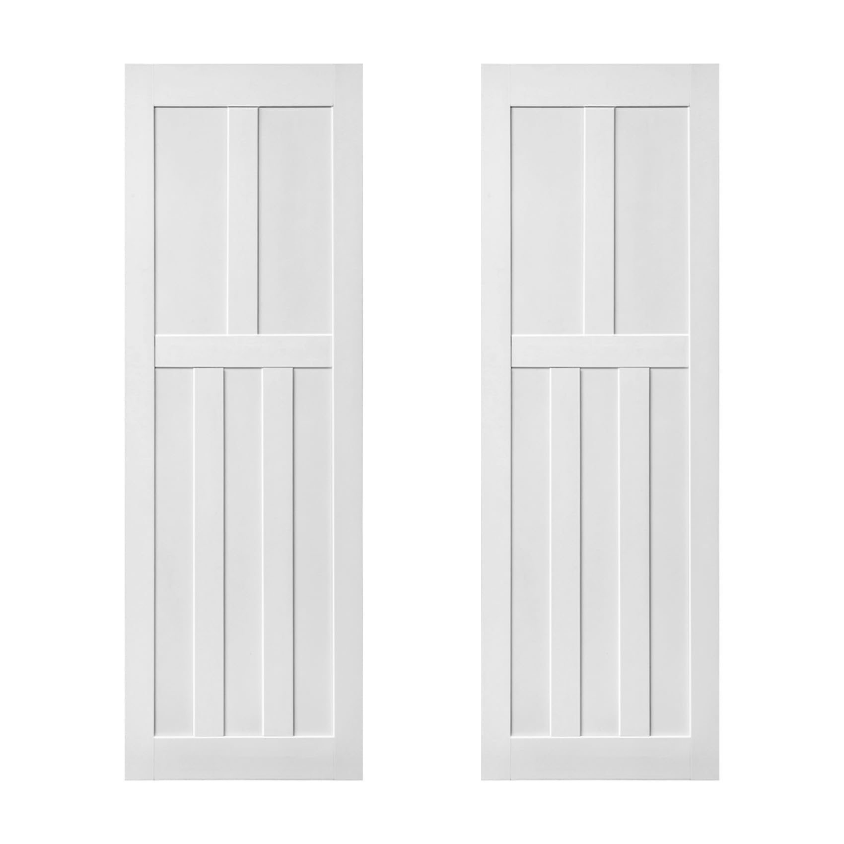 28 X 84 Inch Double Barn Door Slab, White Barn Doors, Modern Interior Sliding Doors, Real Primed DIY Slab Door, Pre-Drilled Ready to Assemble, 5 Panel-Style