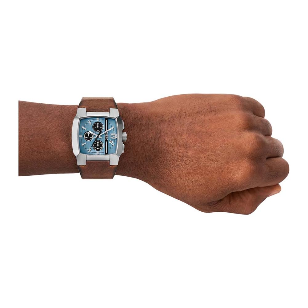 Diesel Reloj Cliffhanger para Hombre, Movimiento cronógrafo de Cuarzo con Correa de Acero Inoxidable o Piel