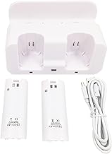 Compatible Wii Controller Charger Replaceable Wii Controller Charger, Wii Remote Charger Compatible Wii Charging Station Wii Remote Charging Station with 2 Rechargeable （White）