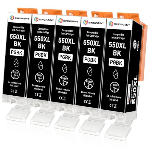 SINOPRINT Cartuchos de impresora 550XL compatibles con Canon PGI-550 PGBK Negro Cartuchos de impresora para Canon MX925 MX725 MX920 MX925 MG5550 MG5650 iX6850 MG5400 MG5450 iP7200 iP7250 MG6450 MG6450