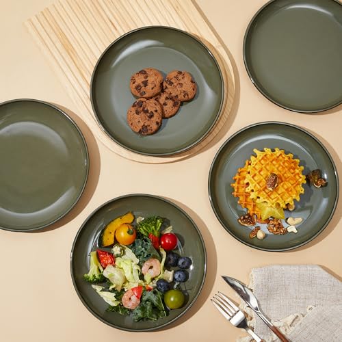 Image of Pokini Ceramic Dinner Plates Set of 6, 8inch Salad, Dessert Plates Dishes