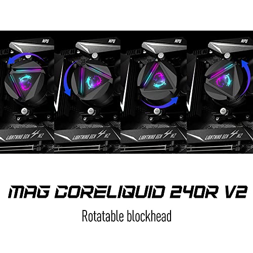 Image of MSI MAG Core Liquid 240R V2 - AIO RGB CPU Liquid Cooler - Rotating Cap Design - 240mm Radiator - Dual 120mm RGB PWN Fans - Intel 1151 /1200 /2066 /1700 - AMD AM4 /AM3 /AM2 /FM2 - Intel 11th Gen and 12 Gen also supported.
