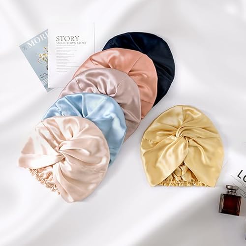 townssilk 100% Mulberry Silk Women's Night Cap, 16 Momme Sleep Cap, Silk Shower Cap, Good for Hair, Protects Hair, Silk Night Cap, Double Layer, Coffee