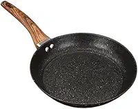Frigideira Antiaderente Preto Funda Com Cabo De Design De Madeira Panela Por Indução Frita Sem Óleo Não Gruda PREMIUM DUPIN (26CM)