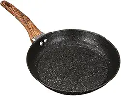 Frigideira Antiaderente Preto Funda Com Cabo De Design De Madeira Panela Por Indução Frita Sem Óleo Não Gruda PREMIUM DUPIN (26CM)