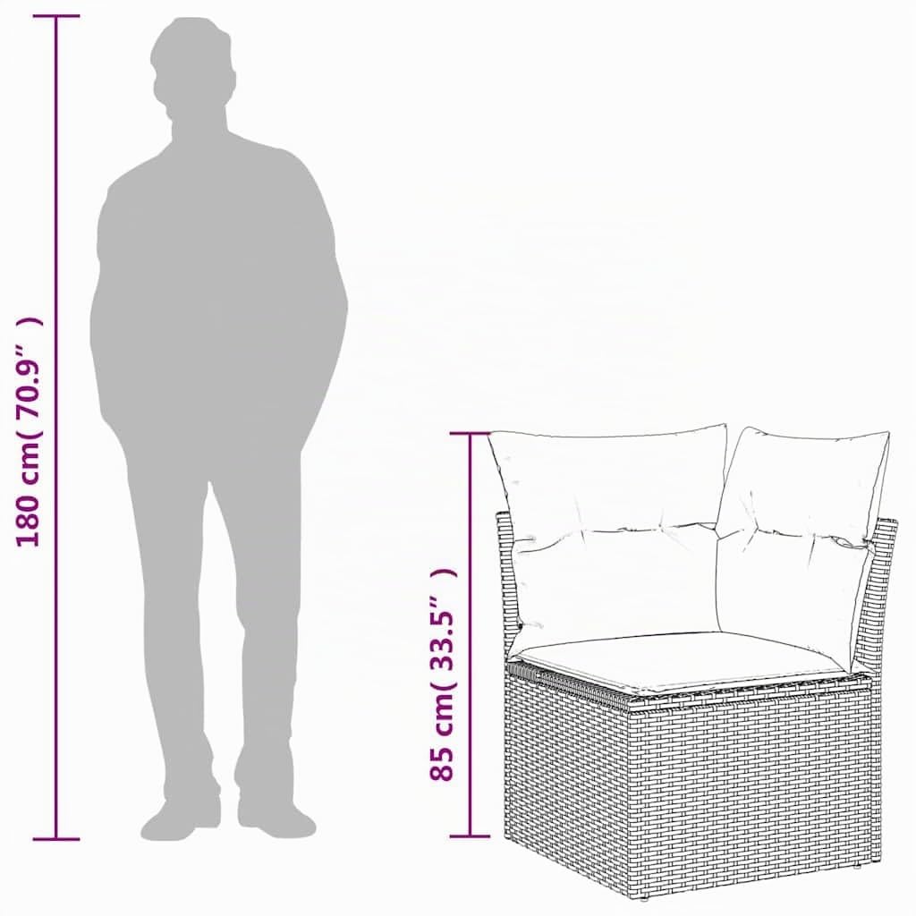 vidaXL Canapé d'angle de Jardin avec Coussins Beige résine tressée