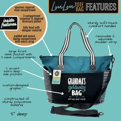 Brooke & Jess Designs Tote Bag for Grandma โ Sturdy Canvas Grandma Tote w/Zipper & Inner Pocket Grandma Bag for Everyday Use2