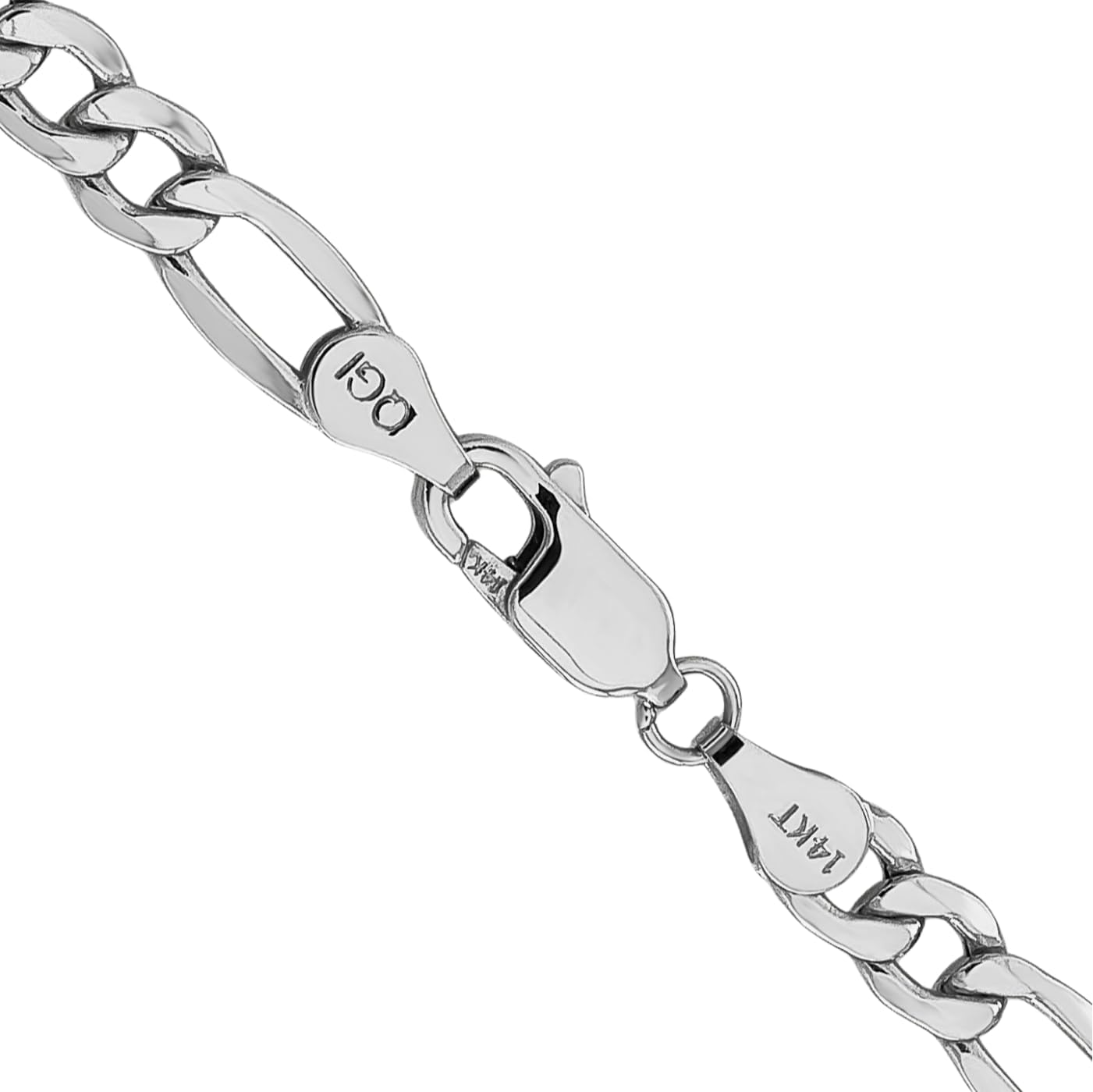 IceCarats 14K White Gold 5.75mm Thick Figaro Chain Link Bracelet, Polished