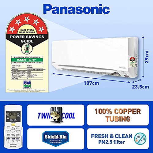 Image of Panasonic 1.5 Ton 5 Star Wi-Fi Twin-Cool Inverter Split Air Conditioner (White)