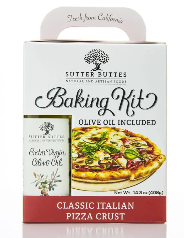 Sutter Buttes Baking Kit Gift Box with Extra Virgin Olive Oil (Classic Italian Pizza Crust)