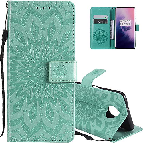 Emaxeler Motorola Moto Z3 Play Case Cover Stylish Embossed Pu Leather Bookstyle Shockproof Flip Wallet Cover Sun Flower With Kickstand Cards Slot For Moto Z3 Play Kt:sun Green #TOP2