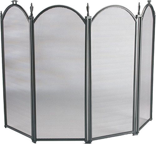 Inglenook Vintage Fire Screen Spark Guard Square Black Fireplace Safety Victorian Fireguard Hearth Guard Nursery (Black 4 Panel)
