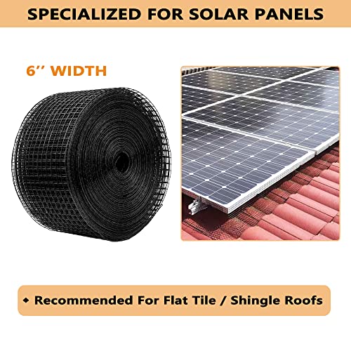 PROLEE 6 Inch X 100FT Solar Panel Bird Guard, Anti-Rust Critter Guard with 100 Fastener Clips Rooftop Solar Panel Bird Wire Screen, Removable Without Damage(6 Inch x 100 Feet)